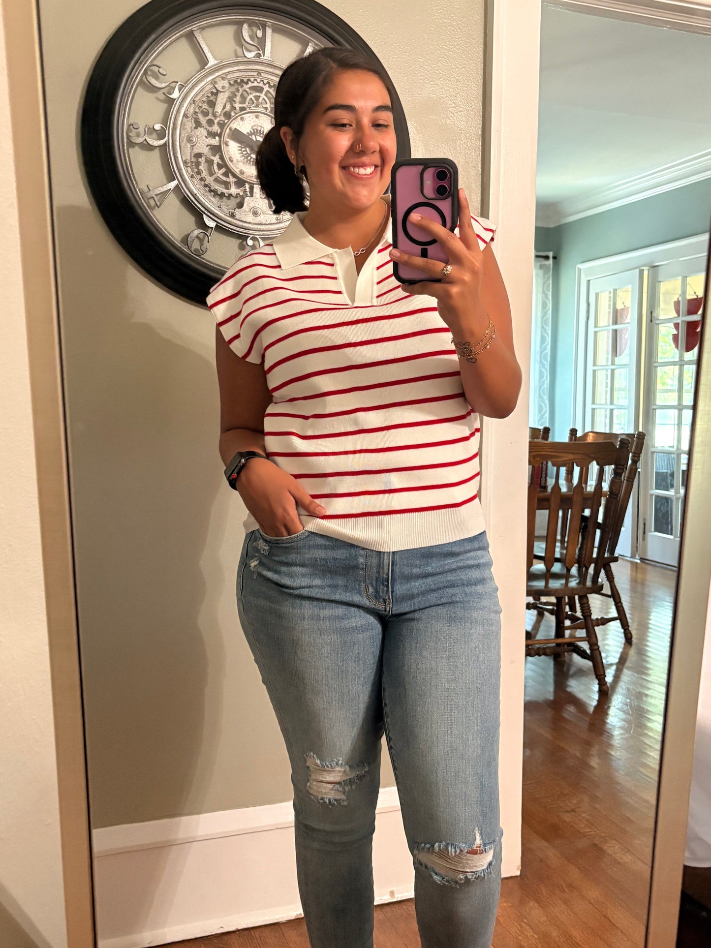 Zenana Red Striped Top