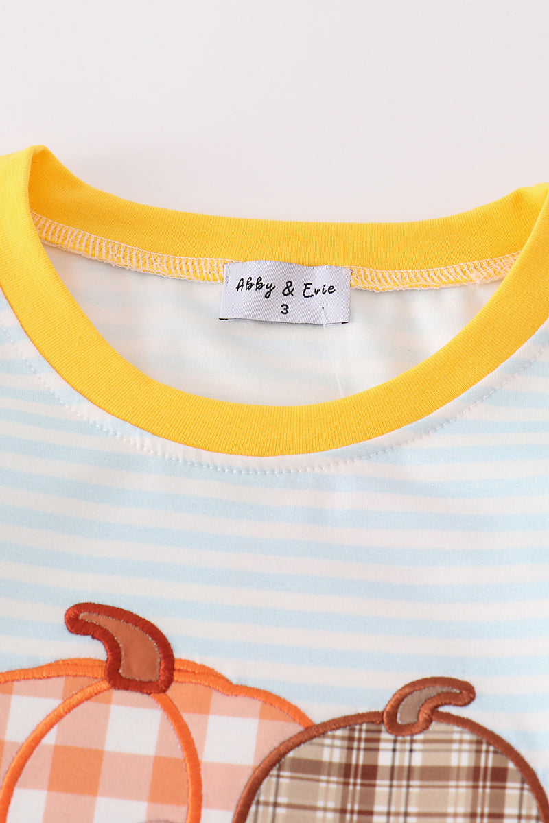 Blue Stripe Pumpkin Applique Set