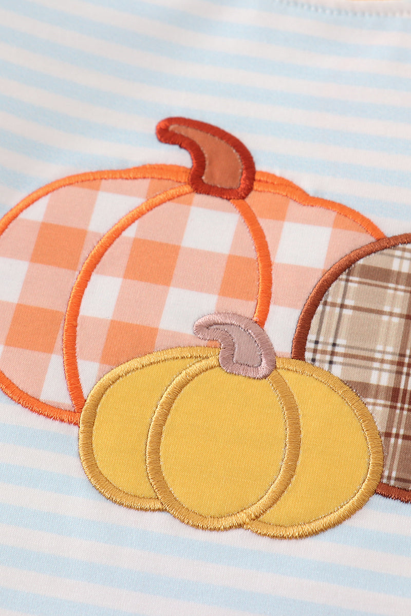 Blue Stripe Pumpkin Applique Set