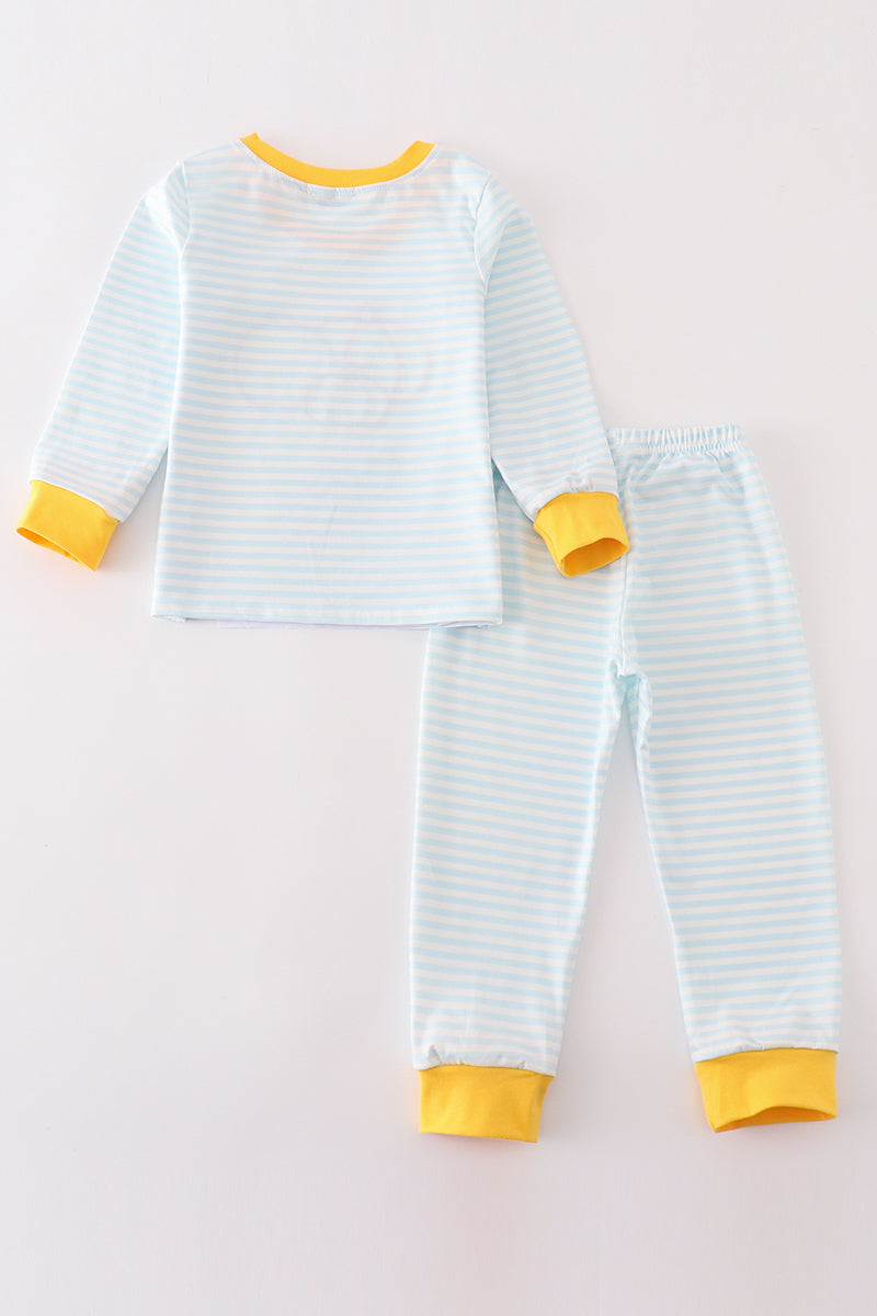 Blue Stripe Pumpkin Applique Set