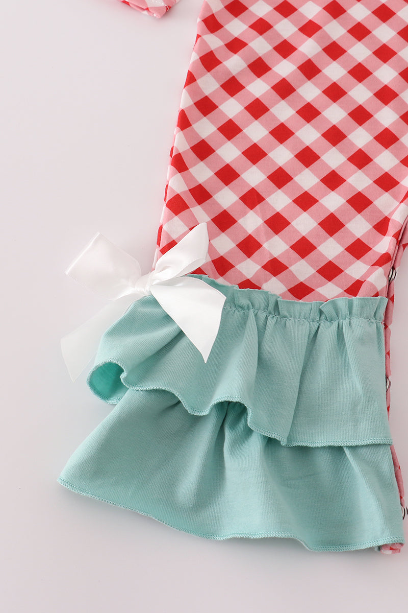 Farm Friends Smocked Ruffle Romper – Red Gingham