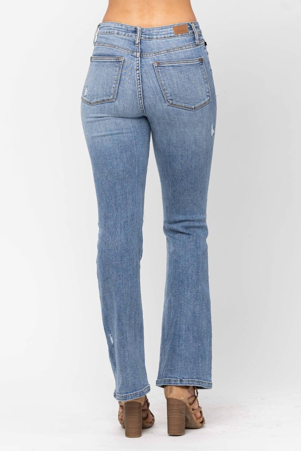 Judy Blue High Waist Stone Wash Destroyed Bootcut Jeans