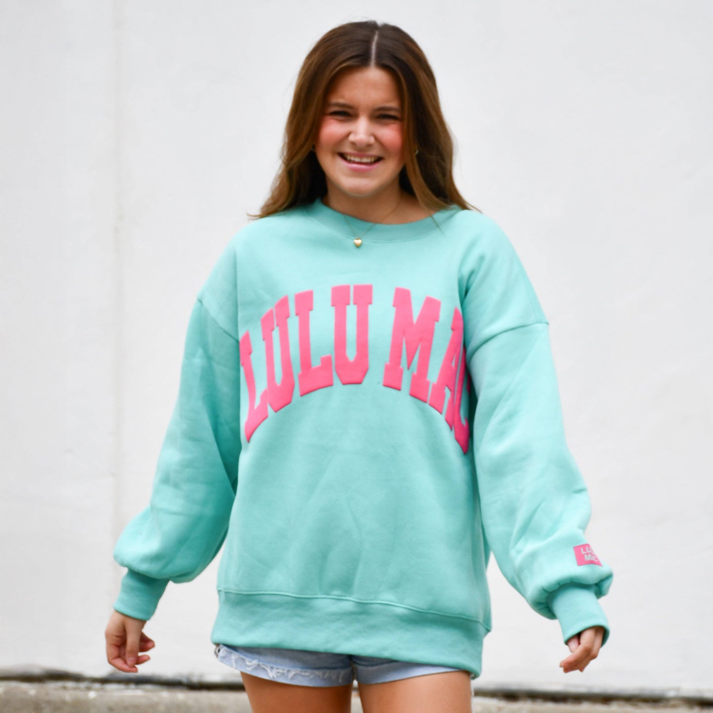 Lulu Mac Mint Hot Pink Puff Sweatshirt