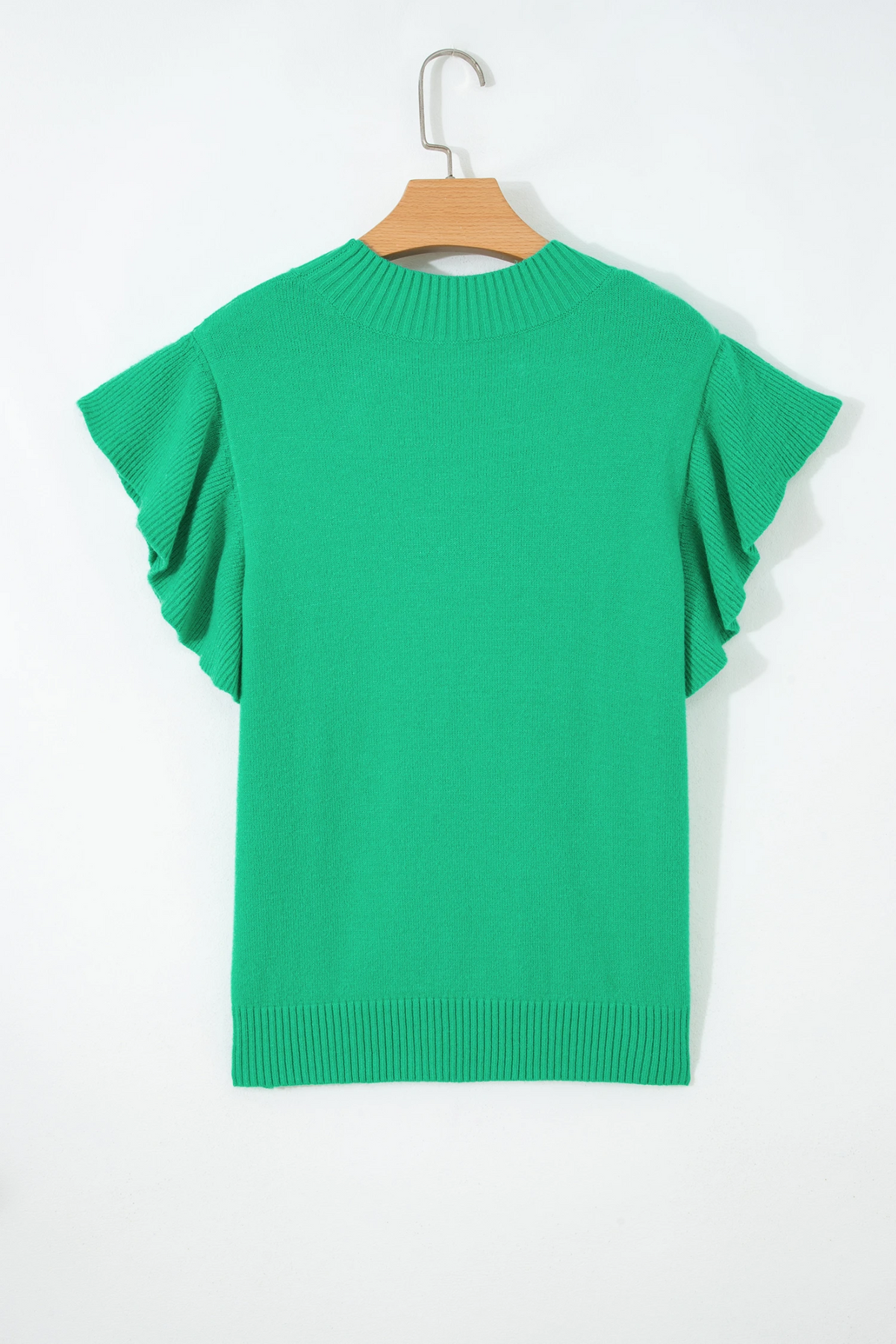 Kelly Green Ruffle Sleeve Knit Top