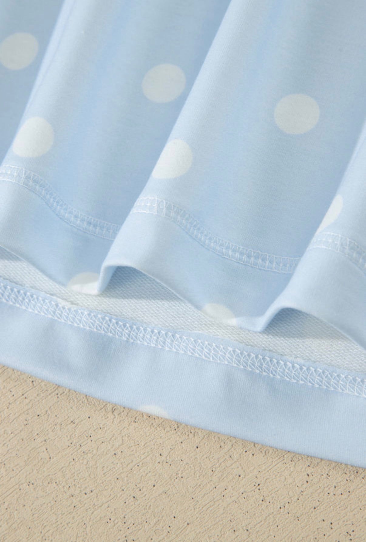 Blue Polka Dot Drawstring Shorts Set