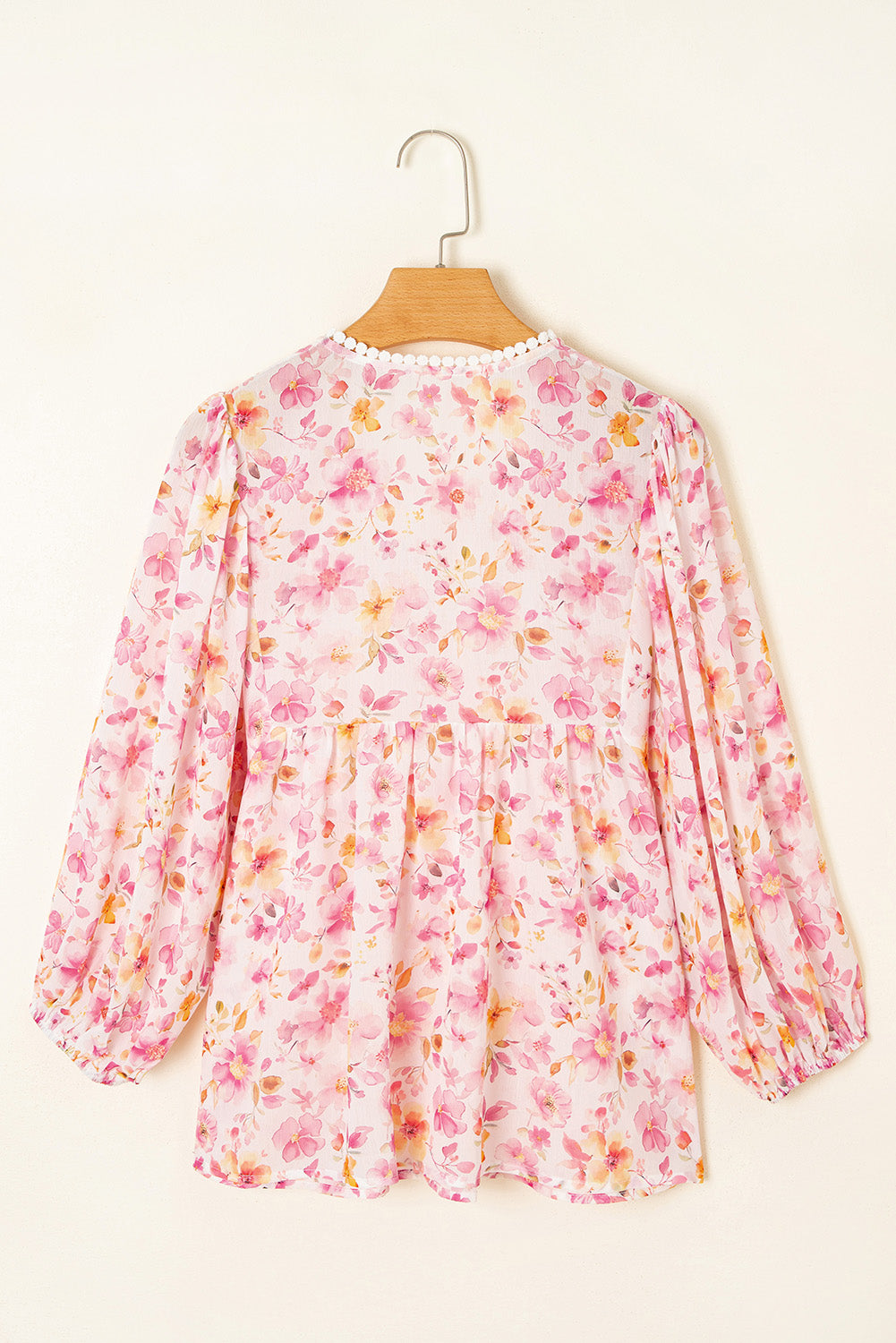 Pink Floral Smocked Blouse