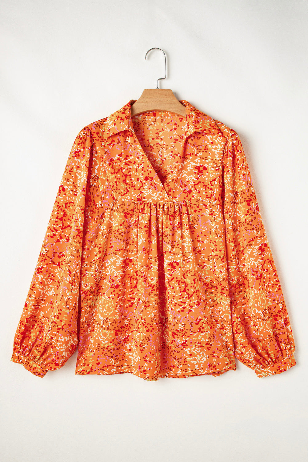 Orange Abstract Babydoll Blouse