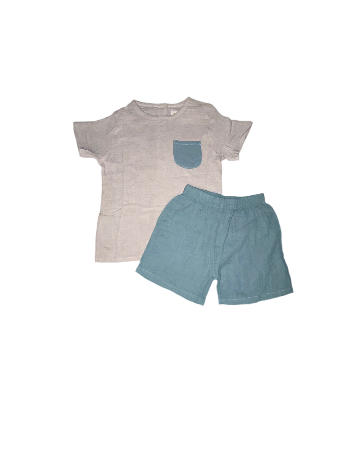 Neutral Pocket Tee & Shorts Set 🧺