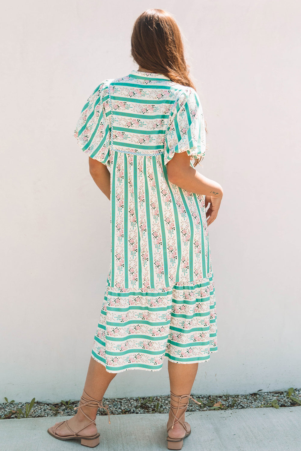 Sunset Garden Puff Sleeve Dress