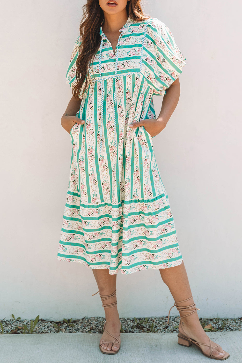 Sunset Garden Puff Sleeve Dress