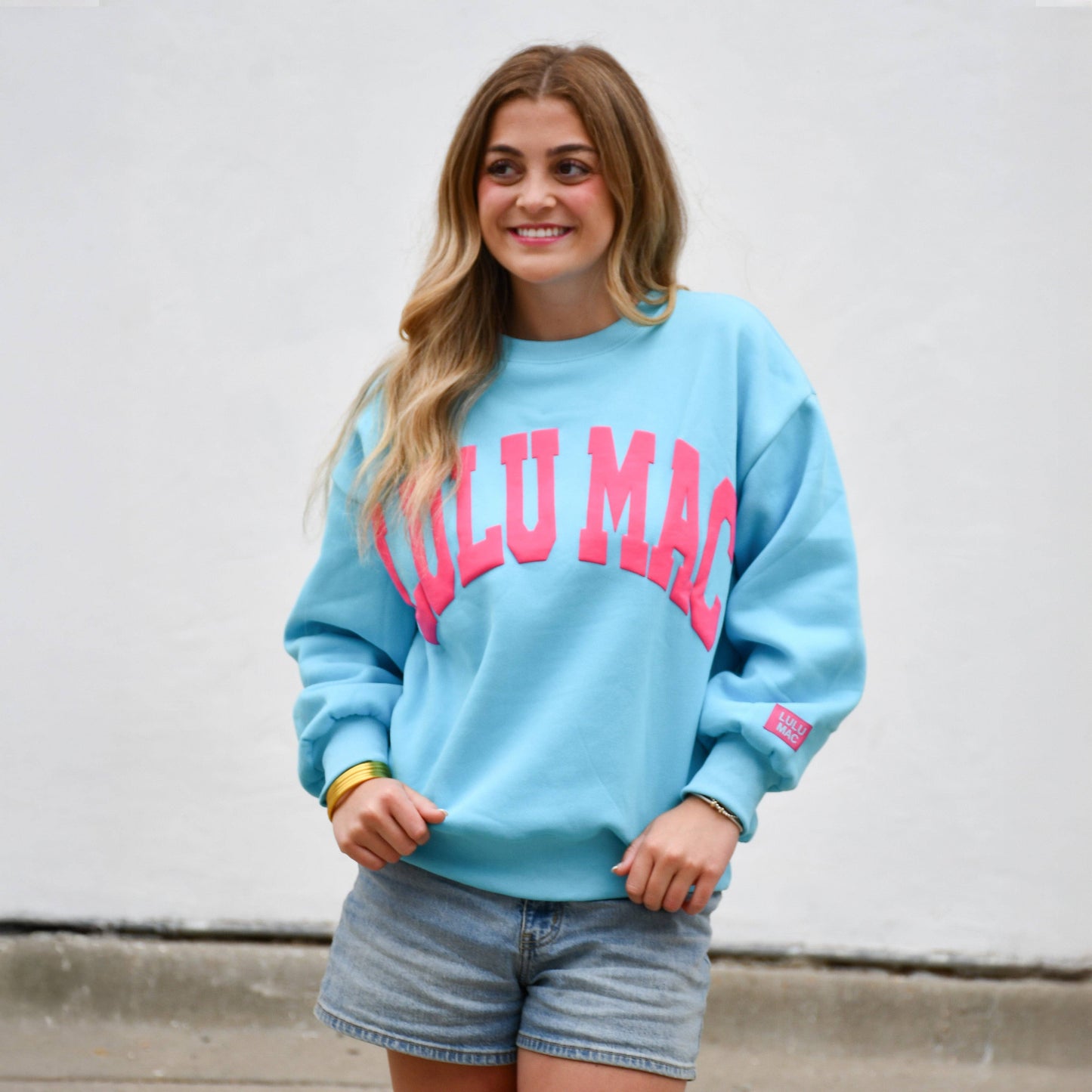 Lulu Mac Blue Hot Pink Puff Sweatshirt