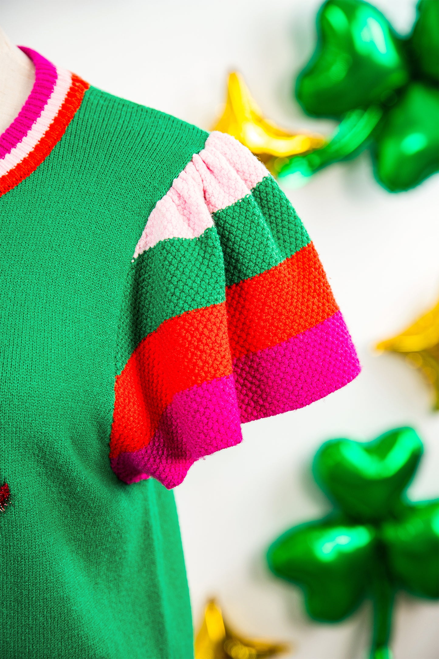 Lucky Charm Flutter Sleeve Sweater Top