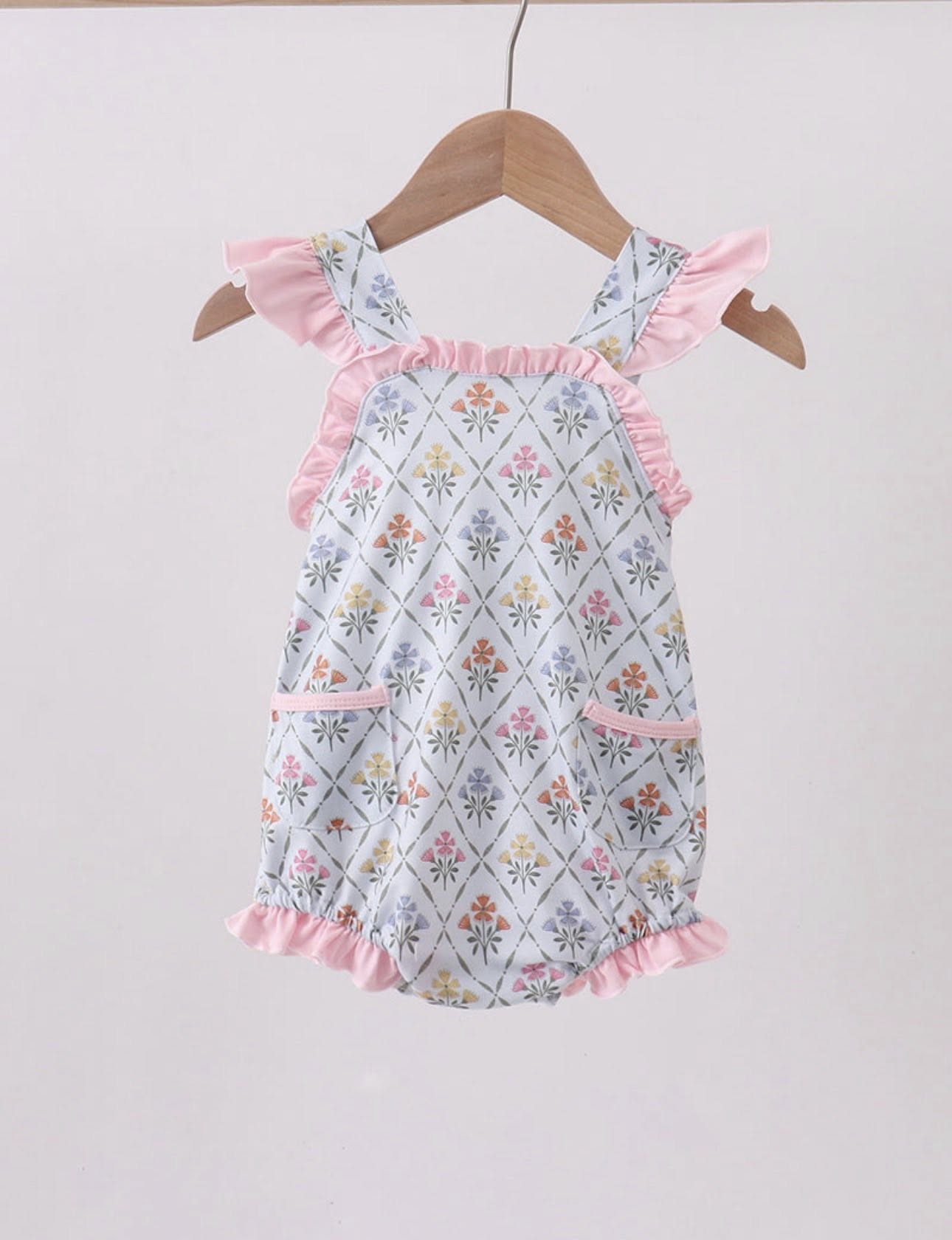 Blue Floral Ruffle Bubble