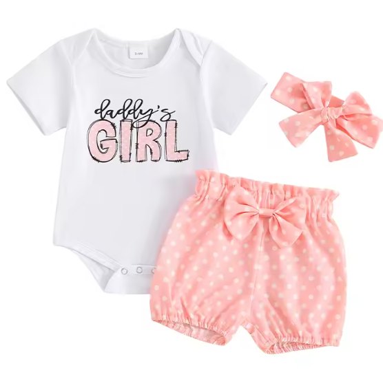 Daddy's Girl Pink Polka Dot set