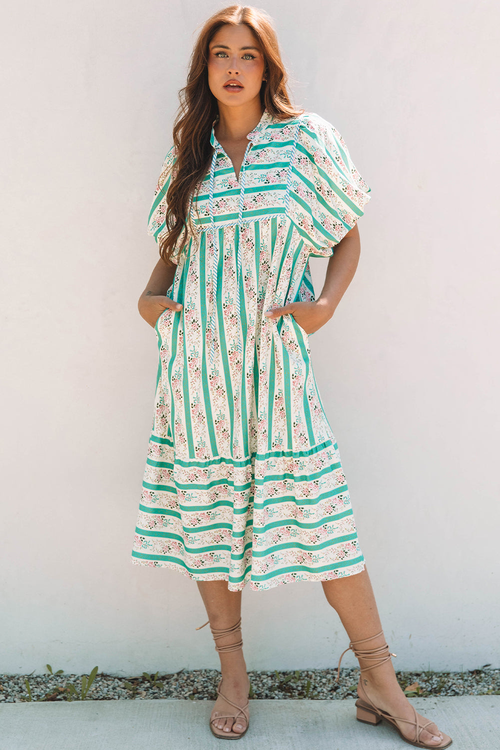 Sunset Garden Puff Sleeve Dress