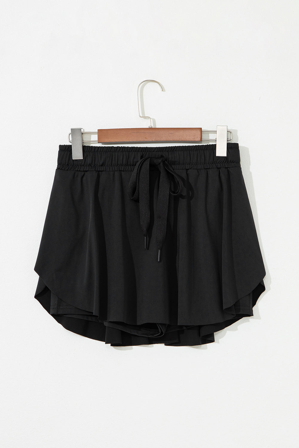Black Drawstring High Waist Lined Tennis Skort