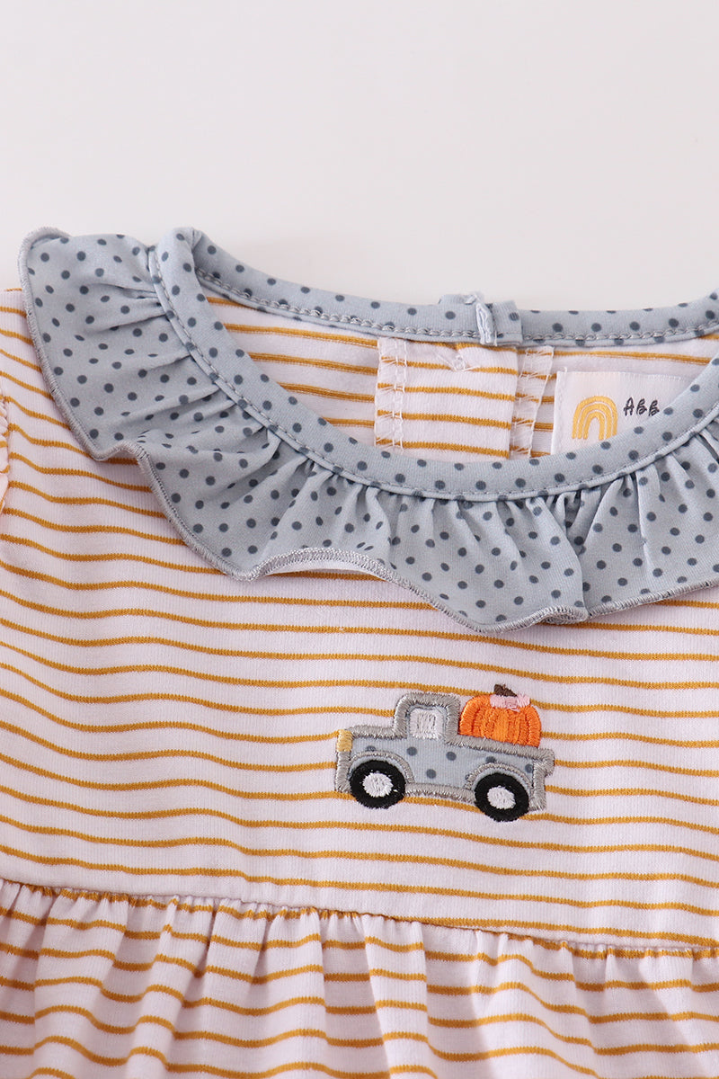 Pumpkin Truck Ruffle Applique Bubble