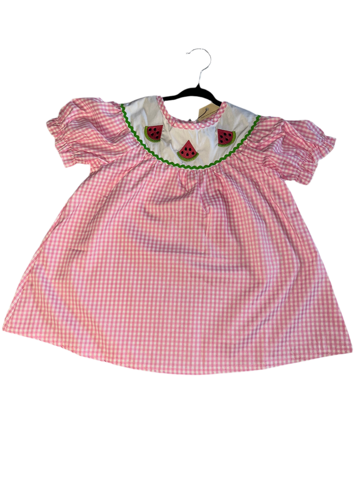 Watermelon Gingham Puff Sleeve Set š