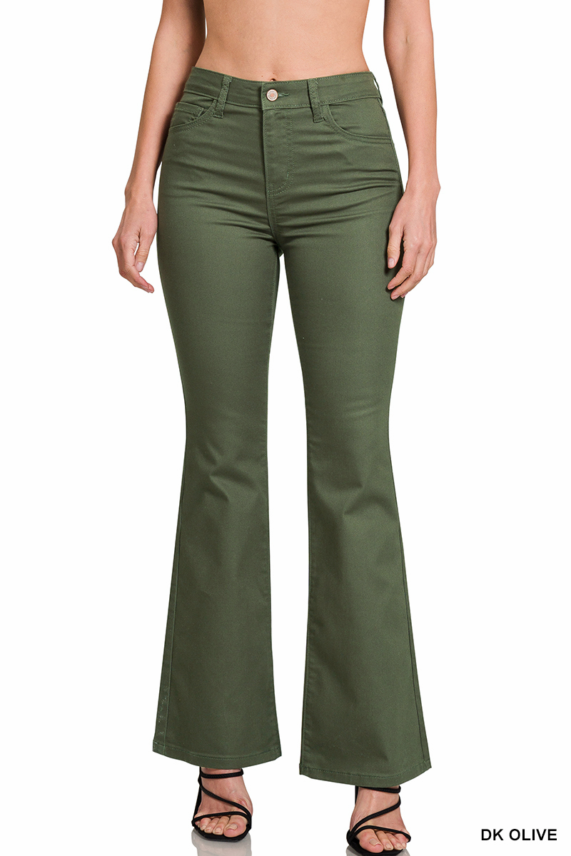 Zenana Full Size High-Rise Bootcut Jeans in Olive