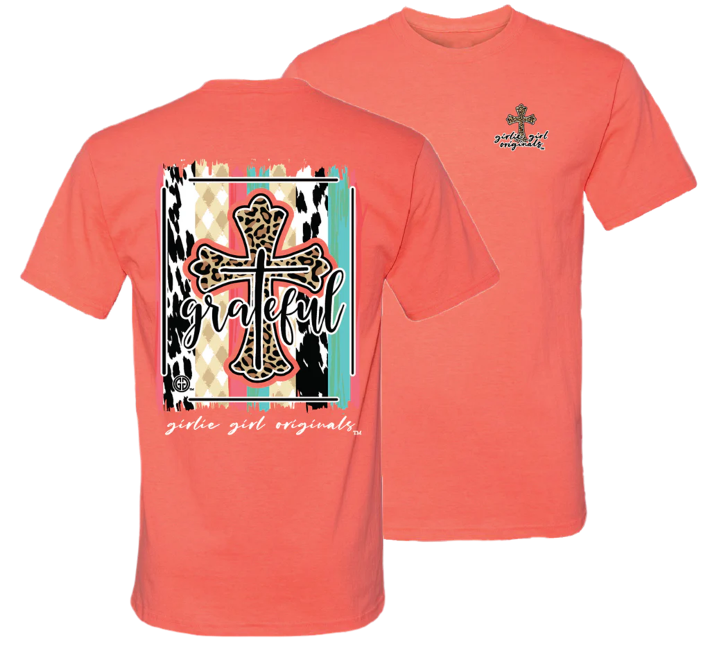 Girlie Girl Originals “Grateful” Leopard Cross Tee