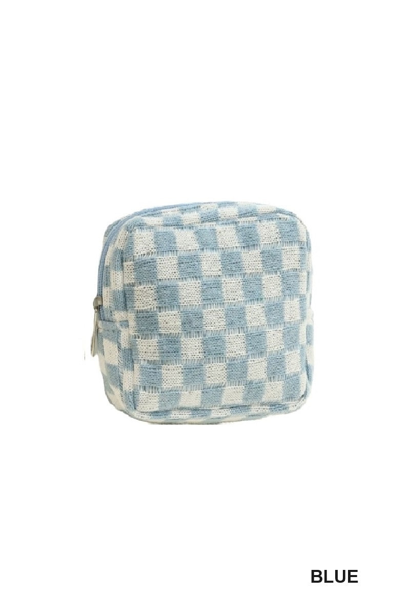 MINI CHECKERED MAKEUP COSMETIC TRAVEL CASE