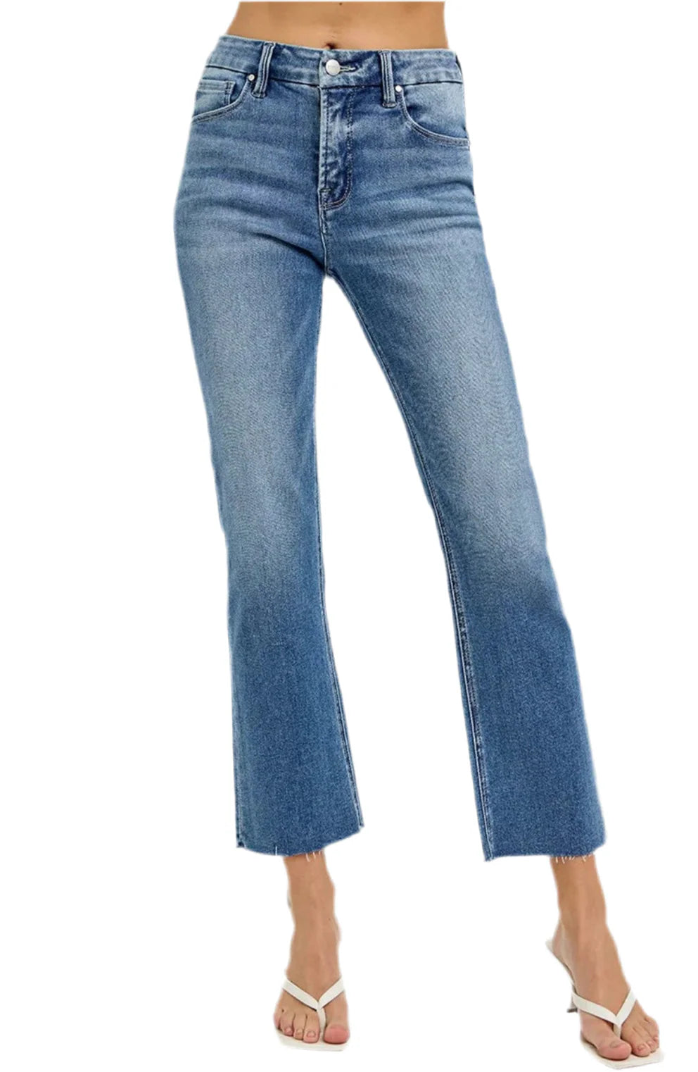 RISEN High Rise Straight Crop Jeans Tummy Control