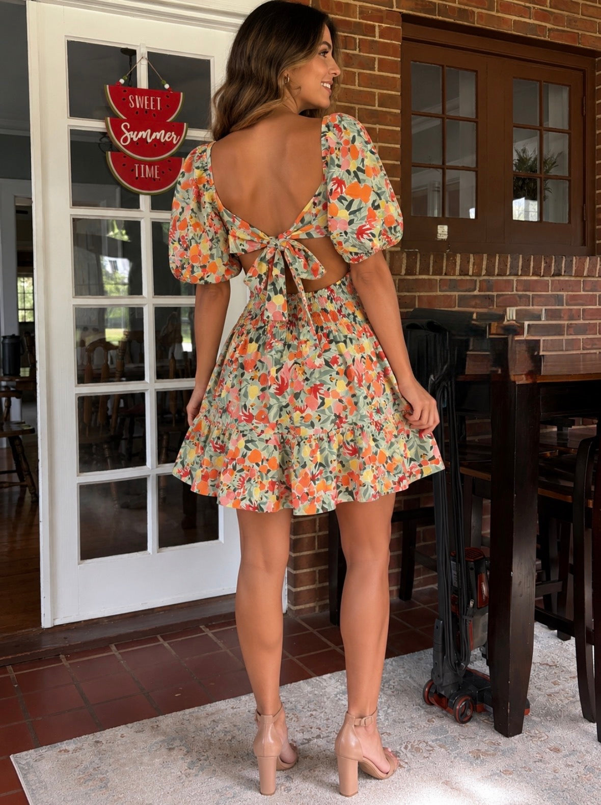 Umgee Floral Tie Back Dress