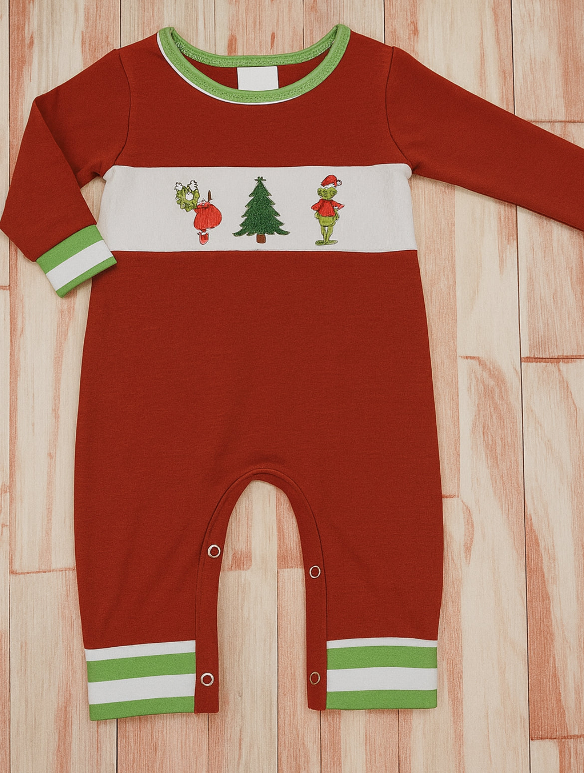 Grinch Striped Romper