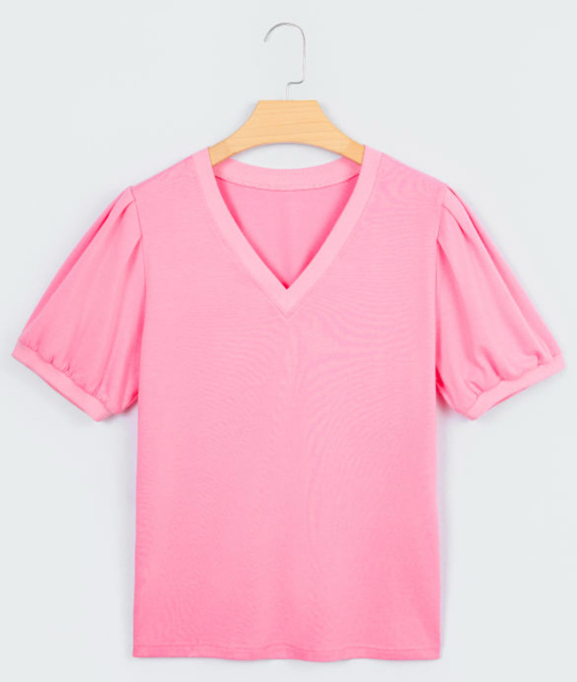 Pink Puff Sleeve Vneck