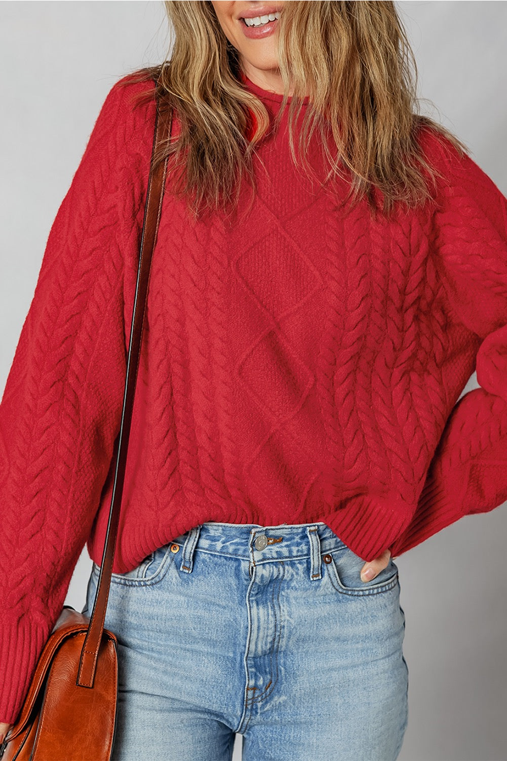 Red Cable Knit Soft Sweater