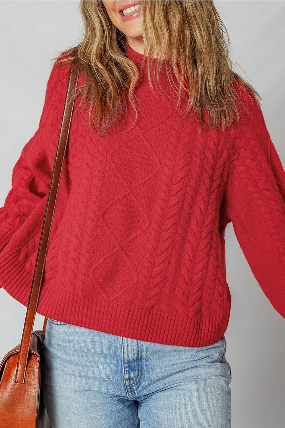 Red Cable Knit Soft Sweater