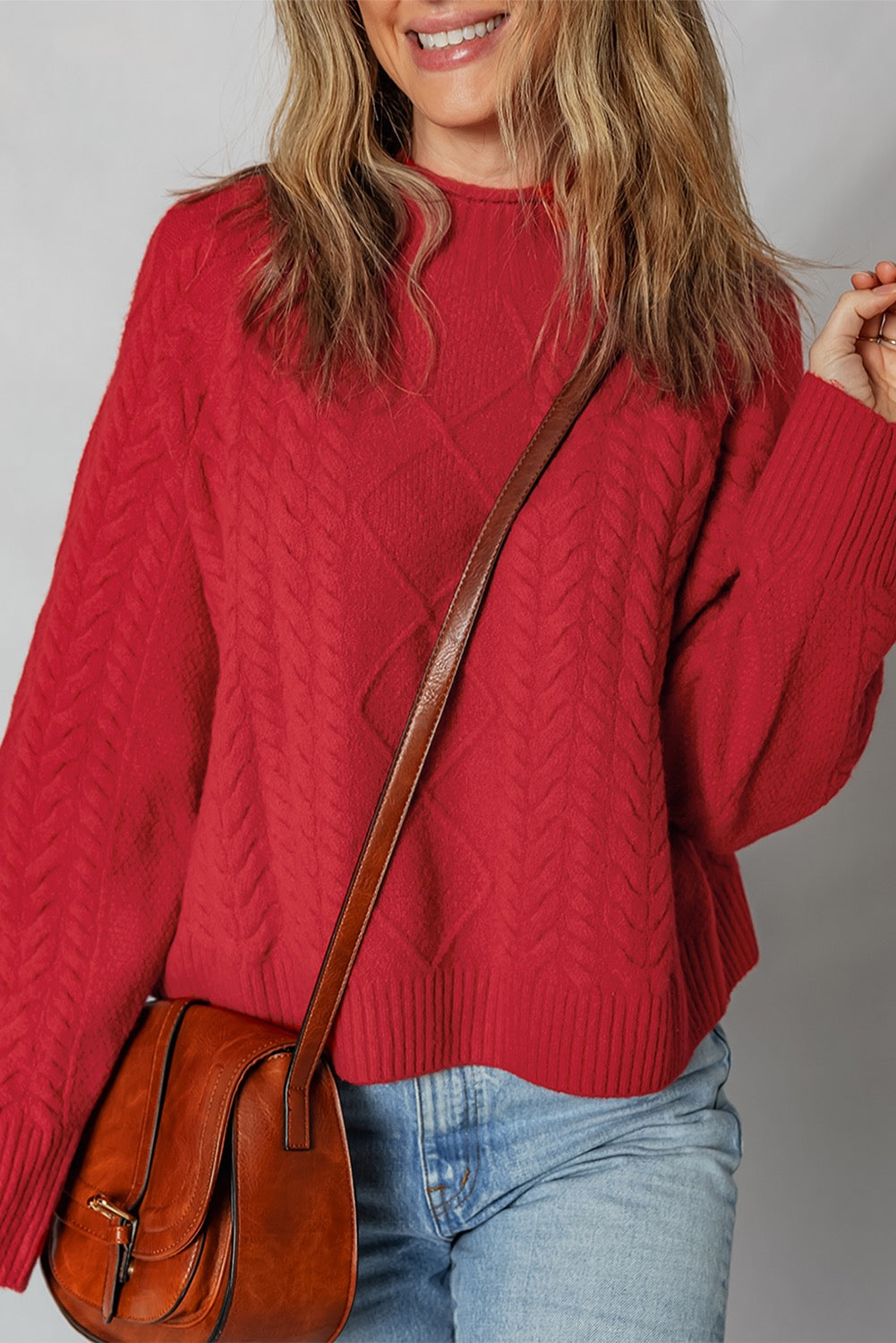 Red Cable Knit Soft Sweater