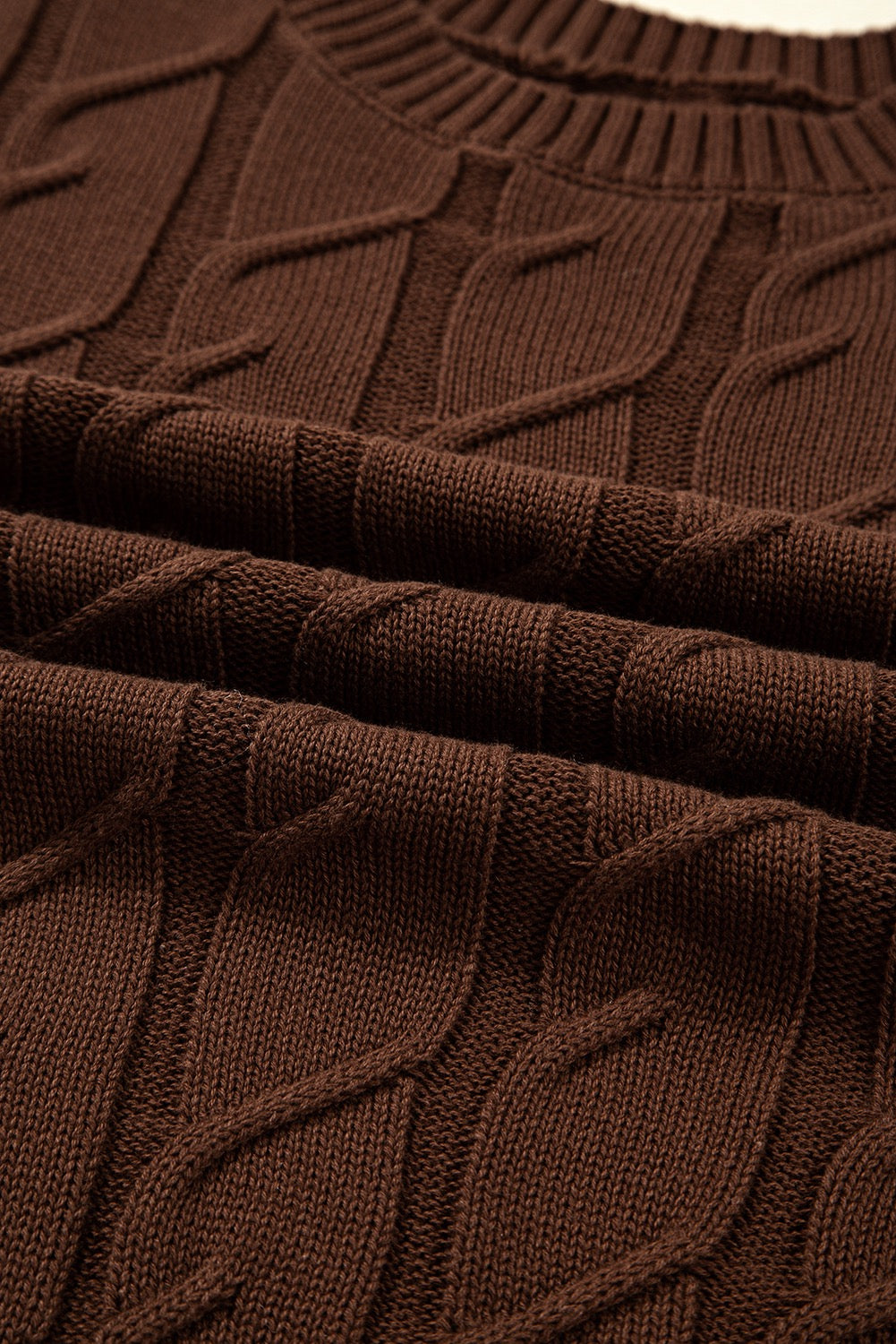 Dark Brown Cable Knit Sweater Top