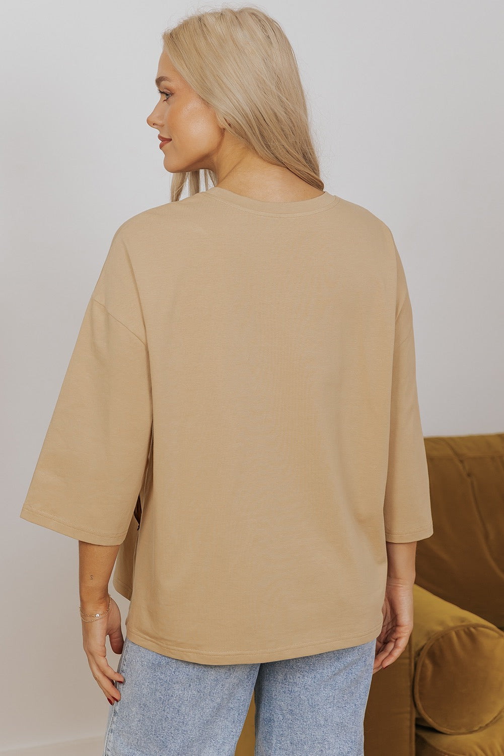 Camel Floral Star Patch Top