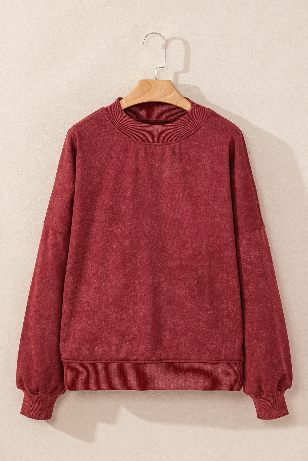 Red Dahlia Drop Shoulder Crew Neck Pullover Sweatshirt | Cozy Casual Women’s Top