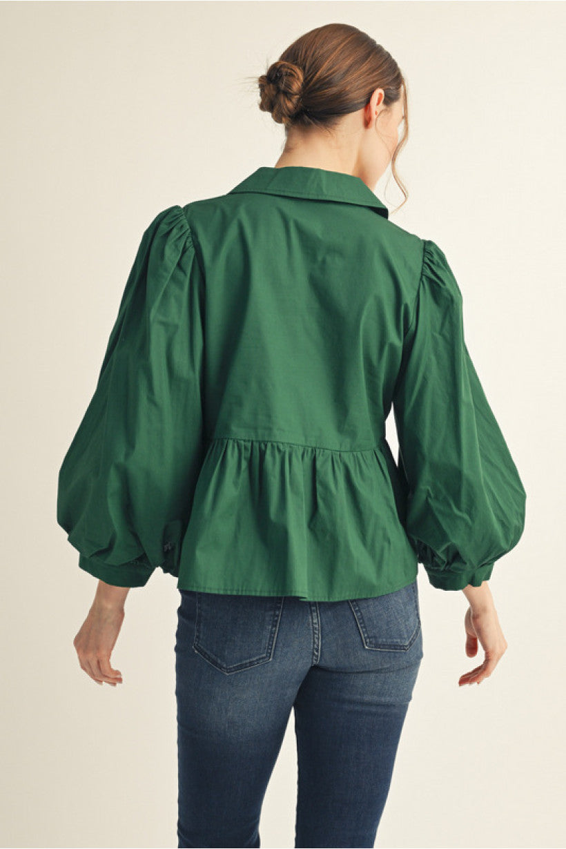 JODIFL Peplum Top Emerald