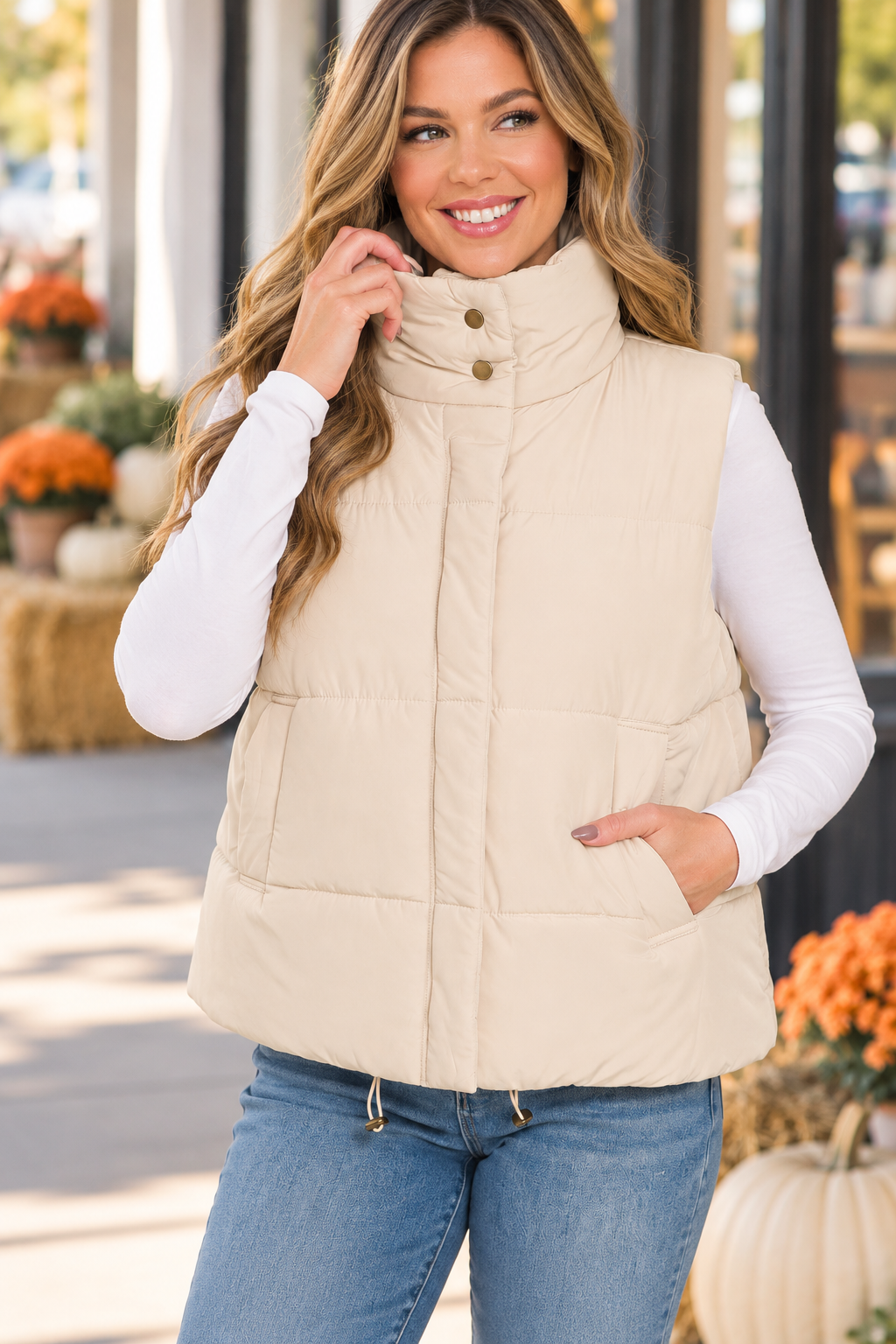 High Neck Puffer Vest