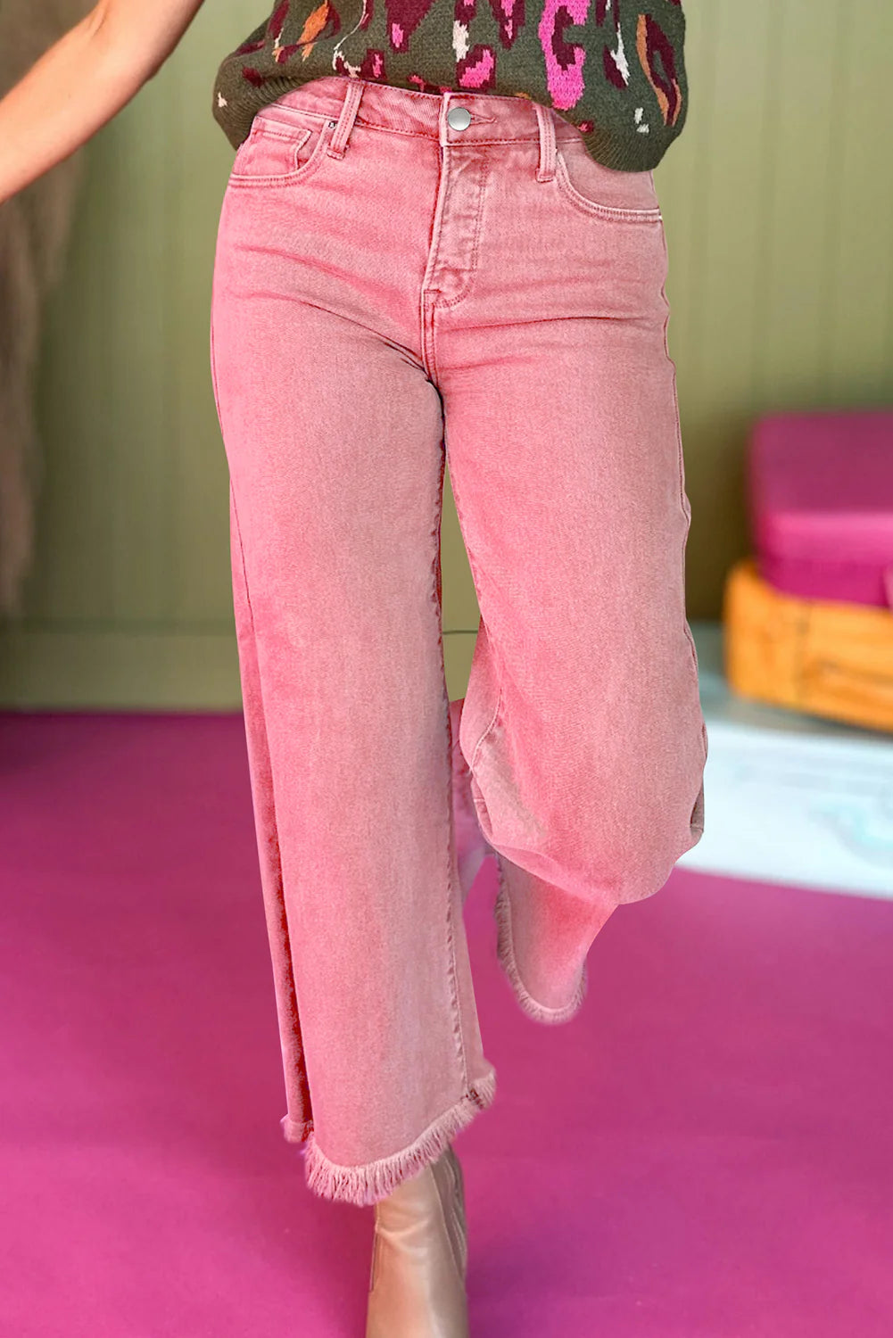 Acid High Rise Cropped Wide Leg Jeans