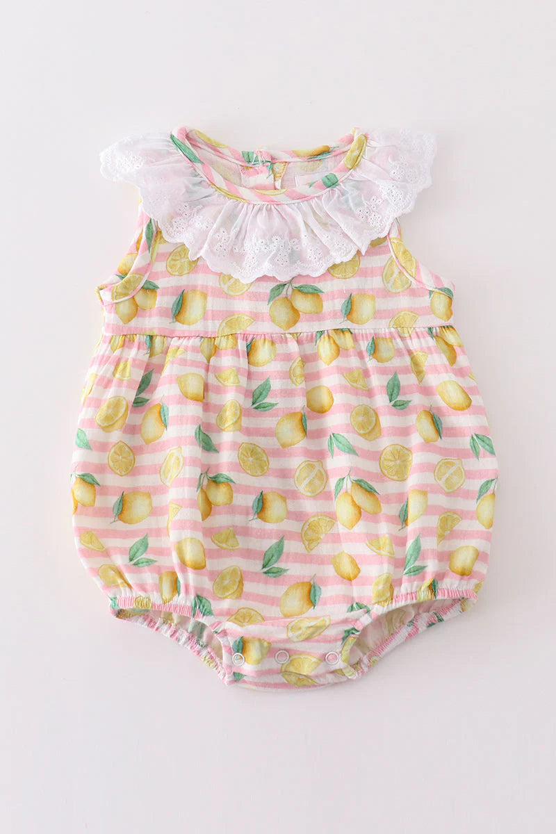 Premium Pink Muslin Stripe Lemon Bubble