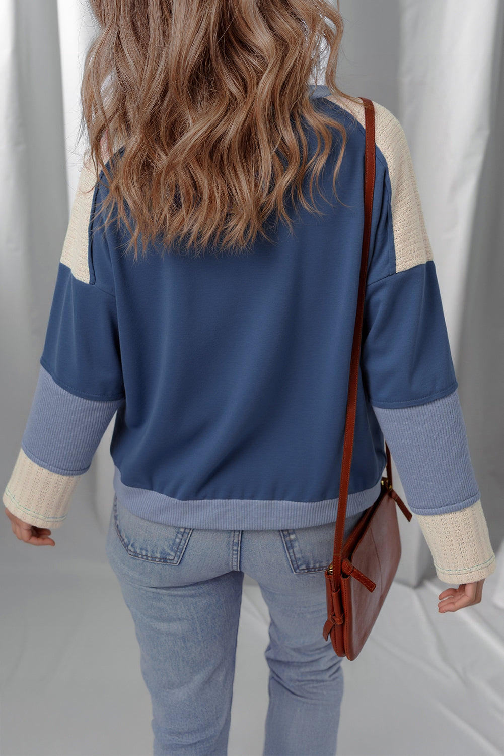 Star Struck Colorblock Knit Sleeve Top – Dark Blue