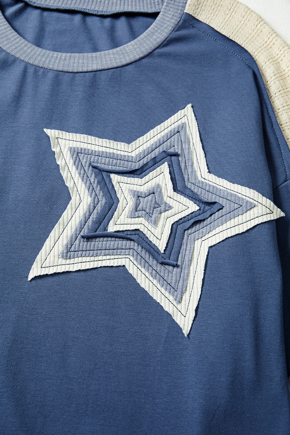 Star Struck Colorblock Knit Sleeve Top – Dark Blue