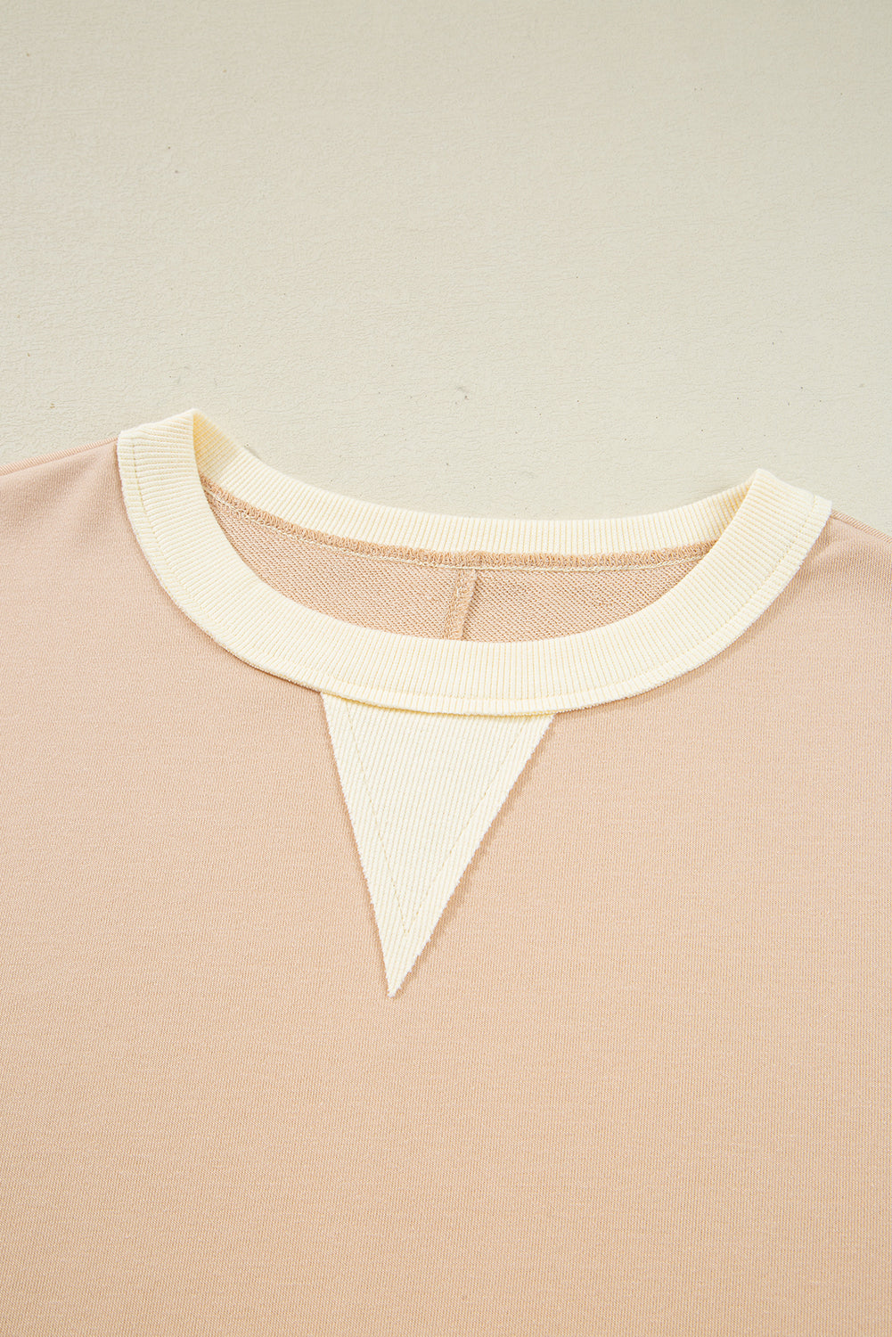 Light French Beige Color Block Sweatshirt