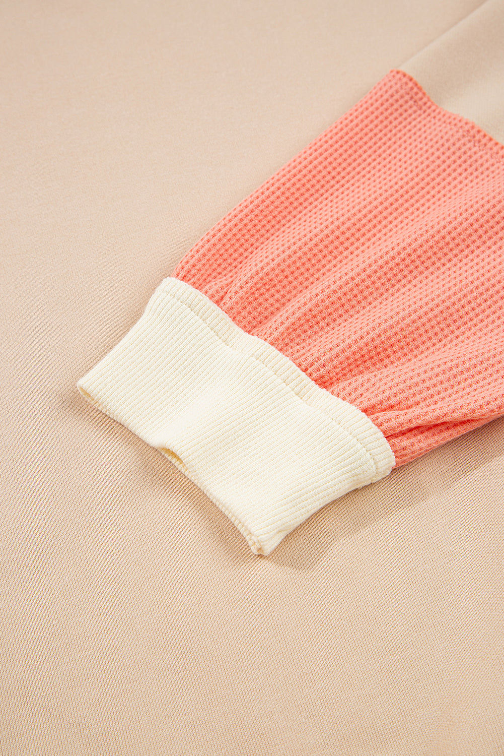 Light French Beige Color Block Sweatshirt