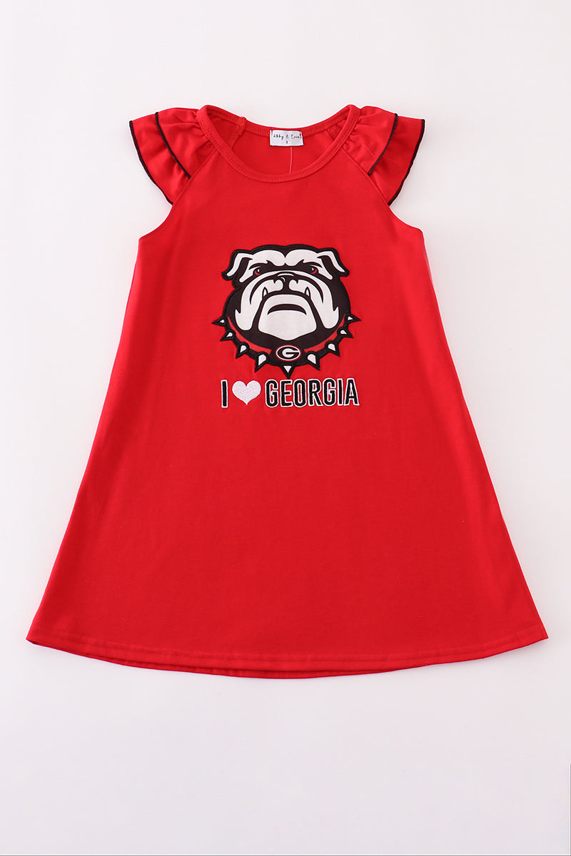 Red Georgia Ruffle Dress