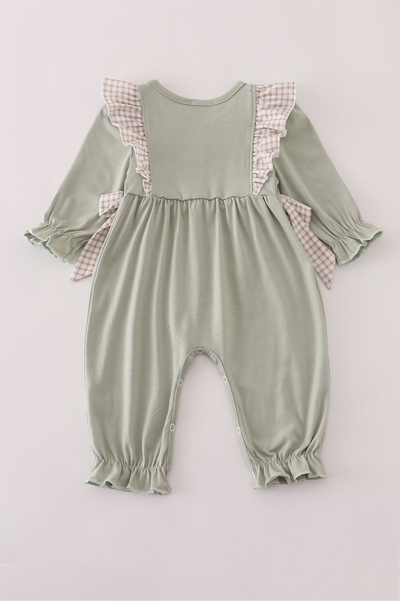 Dog Deer & Fish Embroidery Ruffle Romper