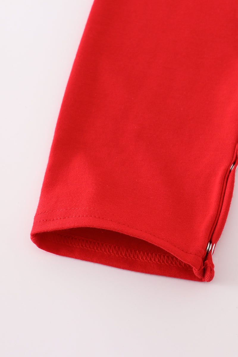 Bulldog Smocked Jon Jon – Red & Gingham