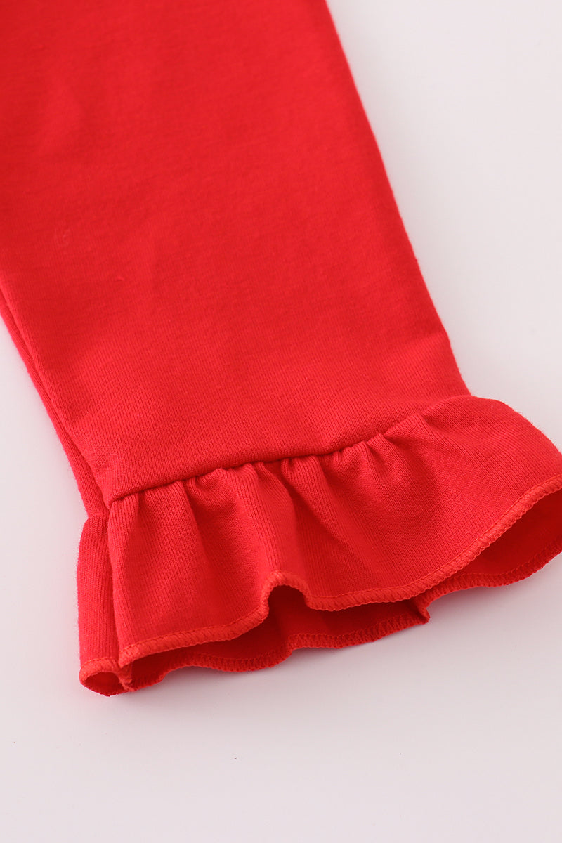 Bulldog Smocked Ruffle Pant Set – Red & Gingham