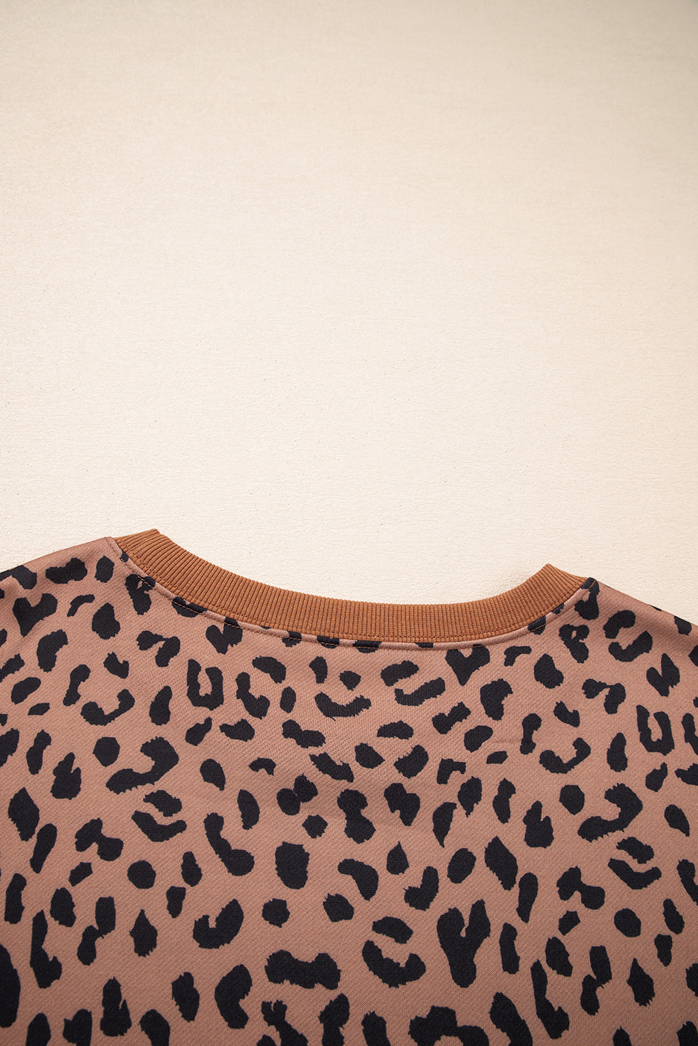 Khaki Leopard Striped Patchwork Sweatshirt