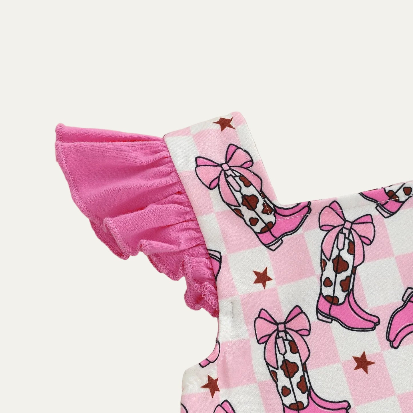 Pink Cowgirl Boots Bubble Romper