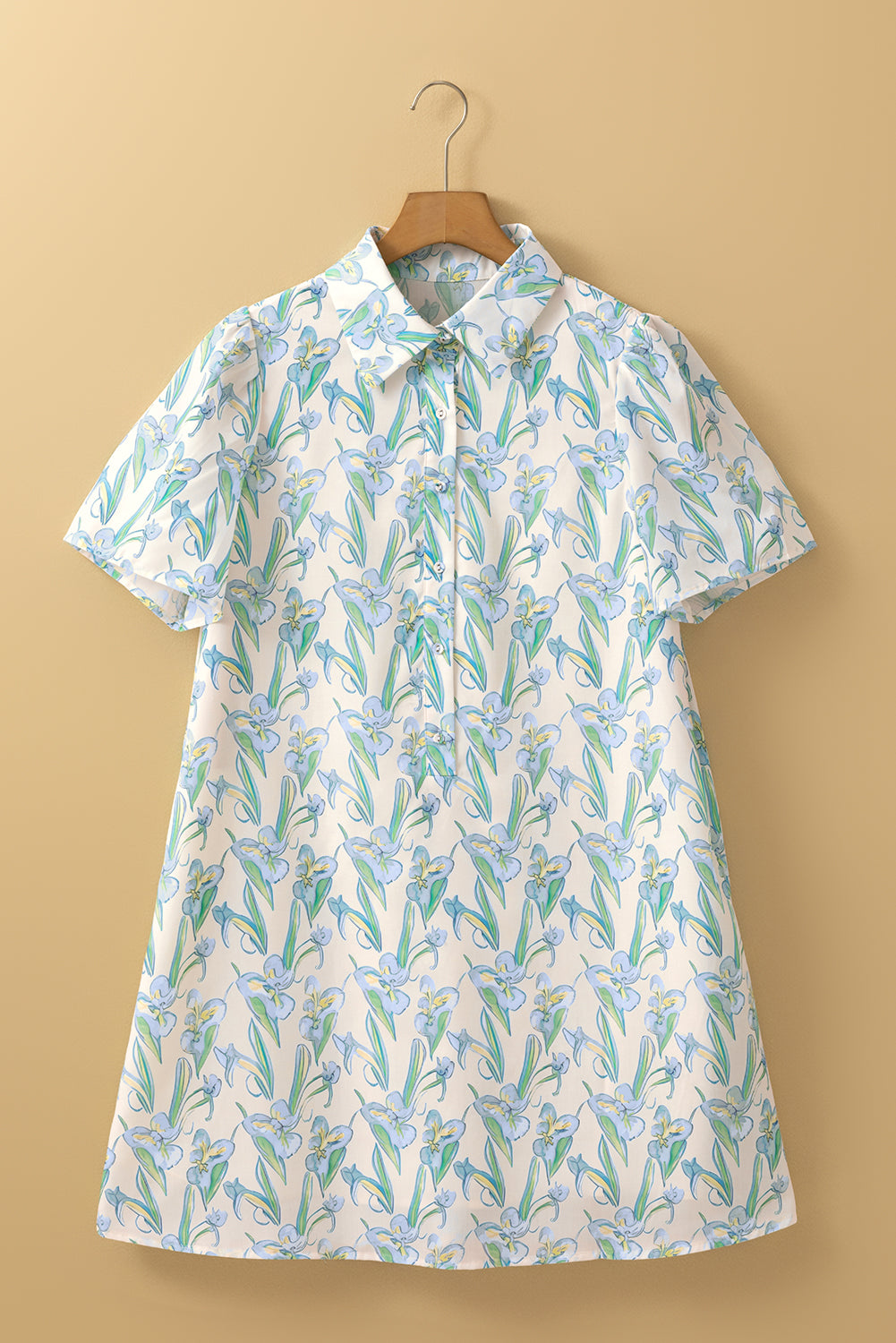 Green Floral Button-Up Dress